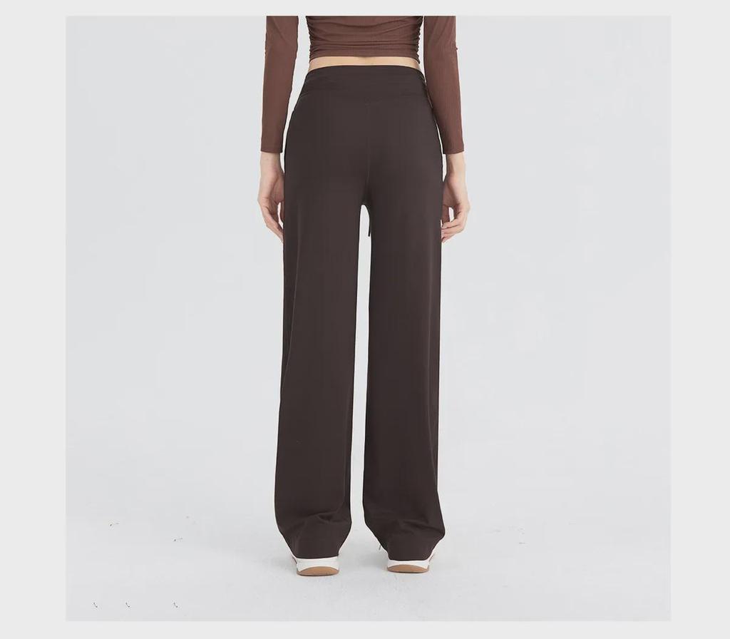 Женские широкие брюки для йоги телесного цвета с высокой талией и шнурком — дышащие, свободный крой для фитнеса