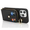 For iPhone 14 Pro Max Case with Zipper Pouch/Ring Kickstand/Strap Litchi Texture PU + TPU Phone Cover