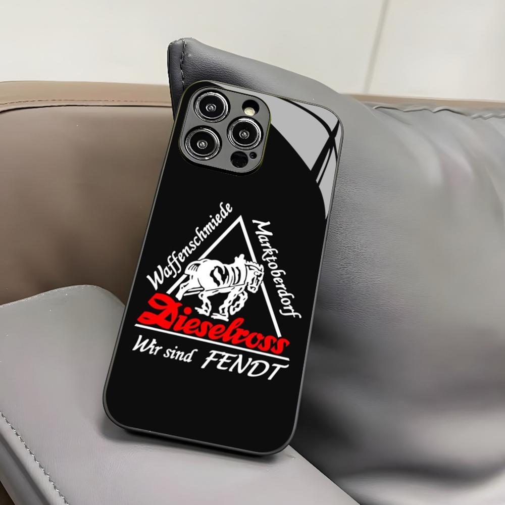 Чехол для телефона Fendt для Iphone 16 15 14 12 11 13 Pro Max Mini 8 X Xr Xs Puls Черное Стеклянное Покрытие