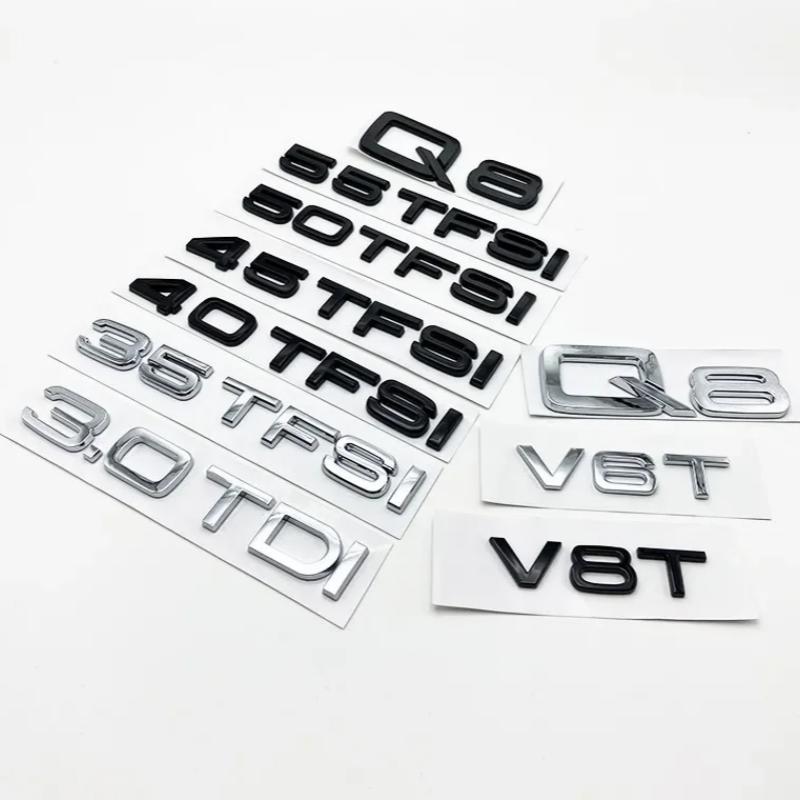 3D ABS Numbers Emblem For Audi Q8 SQ8 45TFSI 55TFSI Quattro Sline V6T V8T Car Front Side Trunk Badge Nameplate Logo Sticker