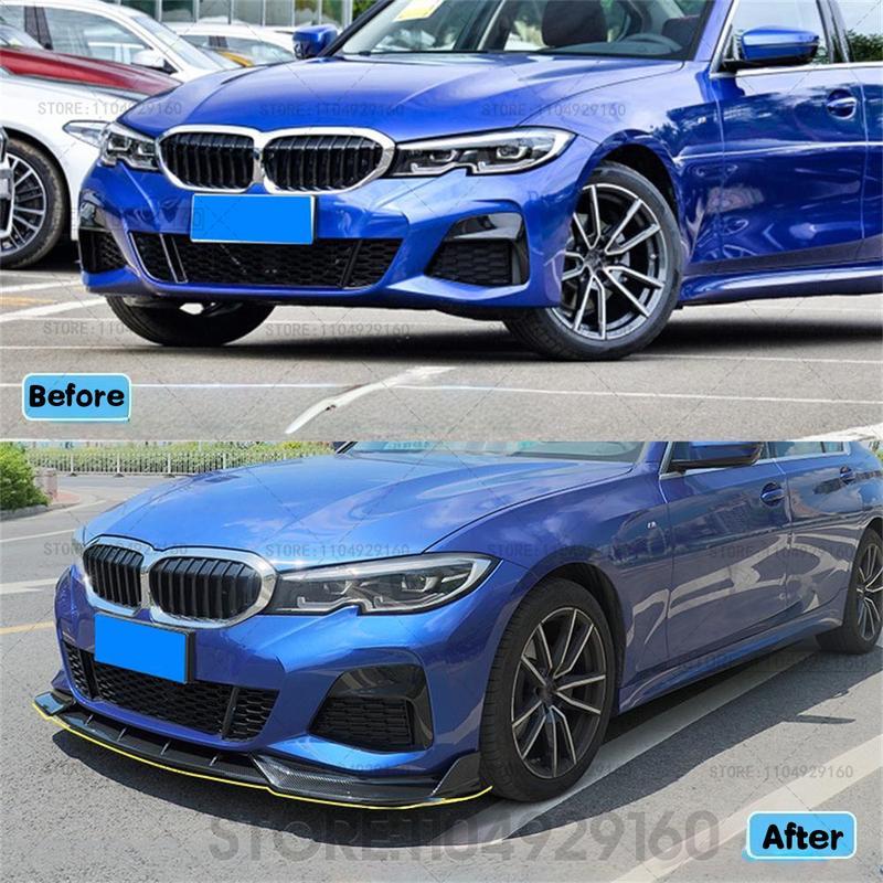 Gloss Black Car Front Bumper Splitter Lip For BMW 3 Series G20 G21 320i 330i 2019-2022 M Sport Diffuser Guard Body Kit Cover