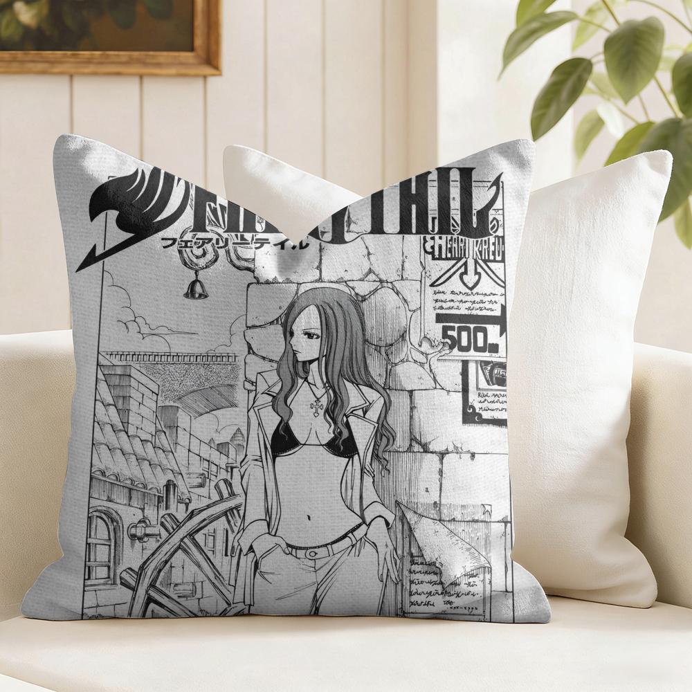 FFairy Tail Anime Cushion Cover Eco Linen Pillow Case DoubleSided Print Breathable Durable Zipper Home Decor Gift