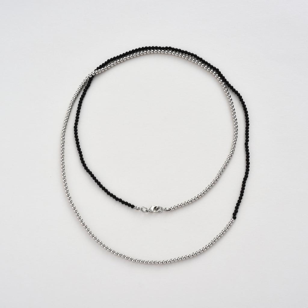 Персонализированная Модная Уникальная Черная Агатовая Контрастная Цветом Серебряная Пшеничная Бусина Жемчужная Нить Нишевый Дизайн Высококачественное Ожерелье Женское