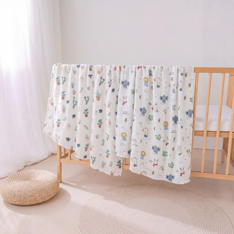 Bamboo Cotton Muslin Swaddle Blanket Newborns - Soft Breathable Wrap Towel Baby Bath Crib Stroller Use