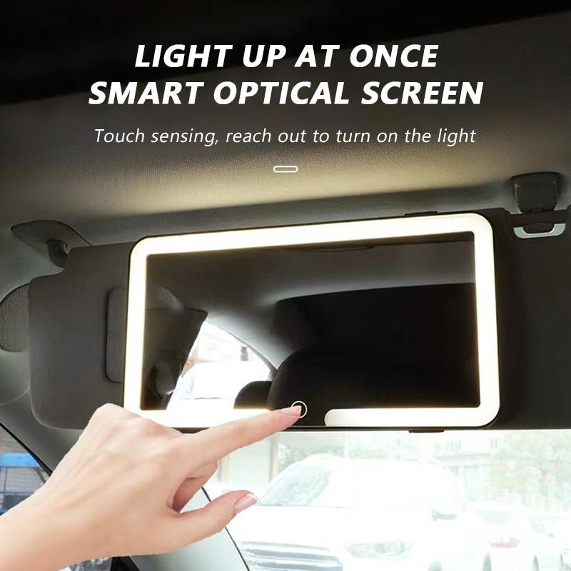 SEAMETAL Автомобильное светодиодное зеркало для макияжа Зеркало высокой четкости Регулировка трех режимов Пластина солнцезащитного козырька Внутреннее зеркало заднего вида С регулировкой яркости Автомобильное зеркало для макияжа