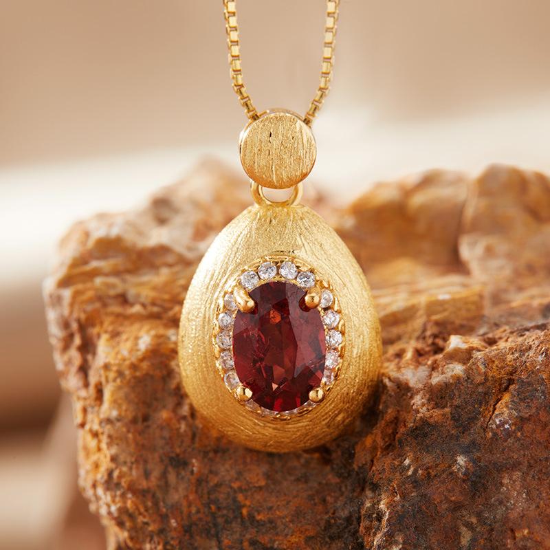 Натуральный аметистовый кулон-ожерелье женское S925 стерлинговое серебро матовое с танзанийским диопсидом топаз гранат цветной сокровище