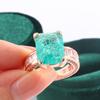 Women's Ring Fashion Luxury Wedding Accessories Geometric Green Crystal Cubic Zirconia Light Luxury Elegant Women's Jewelry Gift