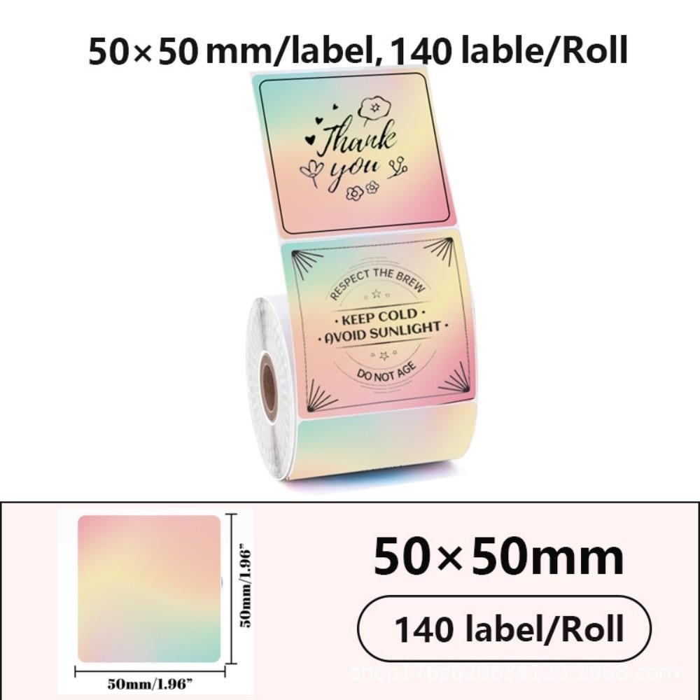 140pcs Tear-resistant Square Label Sticker Waterproof Printer Paper Portable Thermal Label Roll