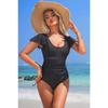 CHARMLEAKS One Piece Swimsuit Women Falbala Design U Collar Bathing Suit Sexy Monokini Swimwear S-XL