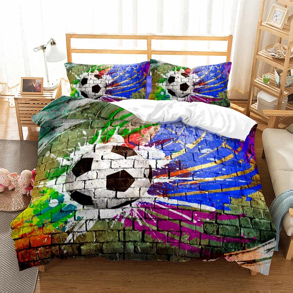 Страстный Футбольный Мяч Комплект Пододеяльника Король Королева Двуспальный Полный Полуторный Односпальный Размер Набор Постельного Белья для Мальчиков Чехол с Наволочкой На Заказ