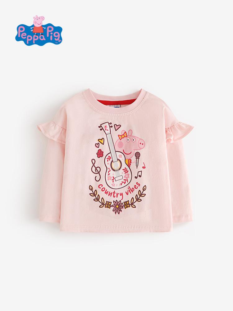 Футболка с длинным рукавом для девочек Peppa Pig - Стильный принцессный дизайн для весны/осени