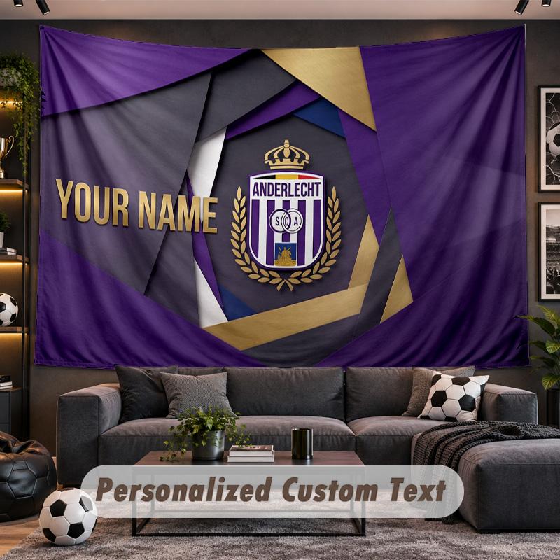 Anderlecht FC logo Personalized Tapestry Support Custom Name, Wall Art Home Decoration