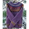 Зимние новые повседневные пуловеры с длинным рукавом и принтом, женские свитера с круглым вырезом, модные свободные вязаные свитера для женщин, элегантные винтажные мягкие теплые джемперы 25788