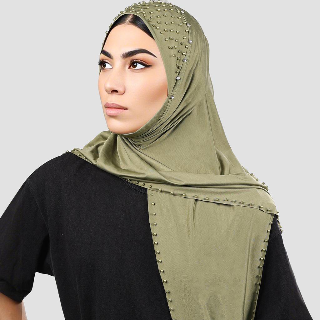 Женский платок на голову, шляпа, платок с бусинами, повязка на голову, платок из молочного шелка высокой эластичности