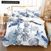 Sea Turtle Duvet Cover Set Pillow Cases Ocean Animal Turtle Bedding Set Queen Twin Kids Home Textiles Map Coral Quilt Cover King