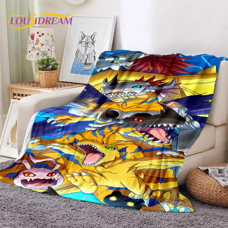 Мягкое фланелевое одеяло в стиле ретро Digimon Adventure Monster Cartoon для кроватей, диванов, пикников, плед для покрывала, детский подарок
