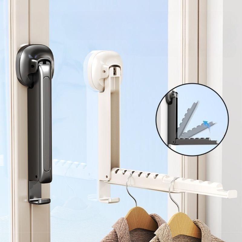 Выдвижная настенная сушилка для одежды – Складная конструкция с основанием на присосках, не требующим сверления, Идеально подходит для использования в помещении и на открытом воздухе
