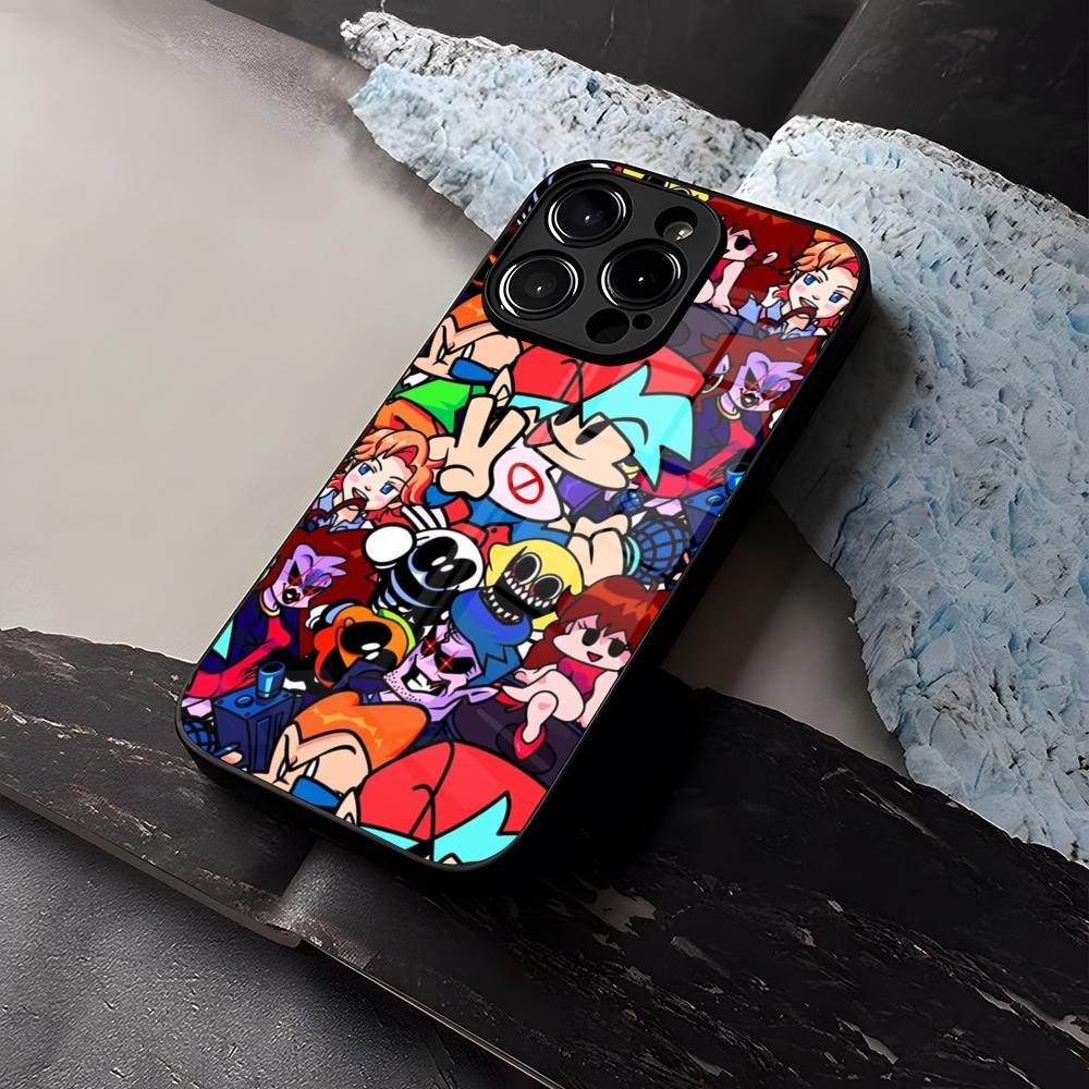 Чехол для телефона Friday Night Funkin Закаленное стекло Для IPhone 16 13 14 12 15 11 Pro Max Plus Mini X XR SE2020 Coque