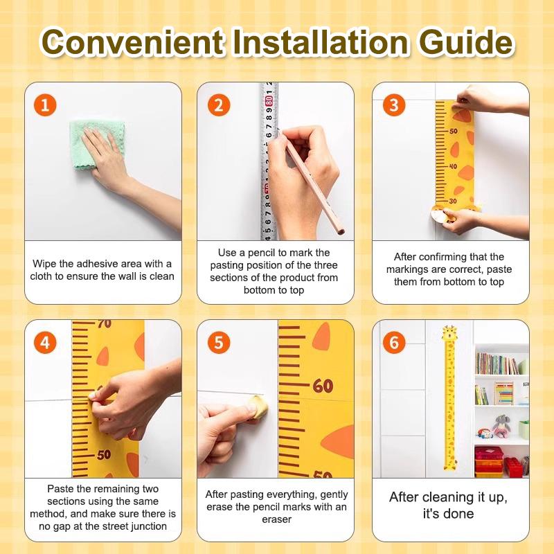 Милый мультяшный стикер высоты единорога динозавра жирафа настенная линейка для измерения высоты наклейки для детской комнаты декор детского сада