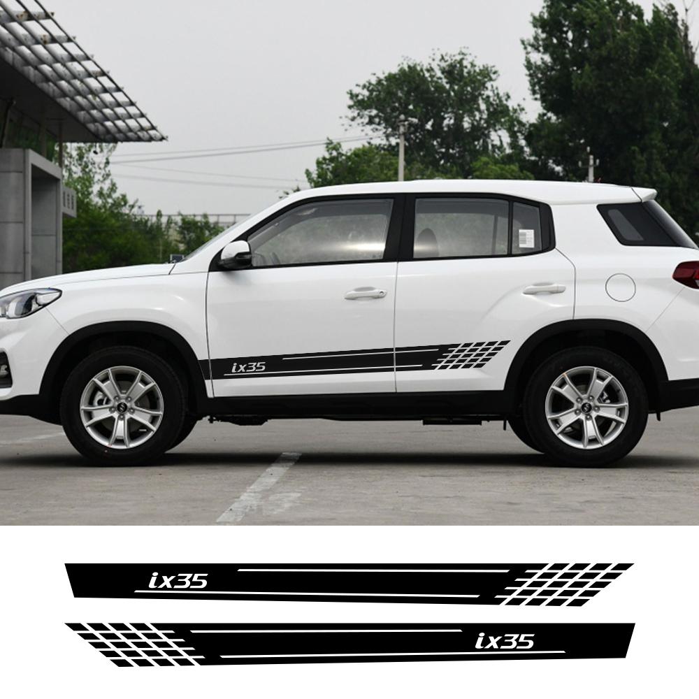 2 шт., наклейки на боковую юбку автомобиля для Hyundai IX35, виниловая пленка, спортивные авто украшения, Стайлинг, наклейки, тюнинг