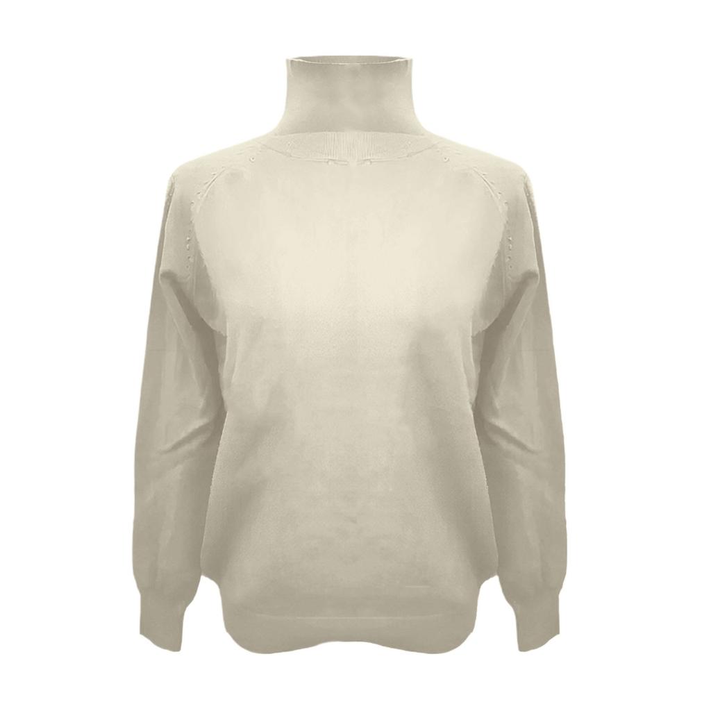 Women's Fashion Thickened High Standing Neck Loose Sweater Plunging Sleeve Bottom Shirt Top