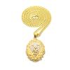 European Hip Hop Full Diamond Lion's Head Pendant Necklace Men's Personality Diamond Animal Stainless Steel Cuban Link Chain Accessories