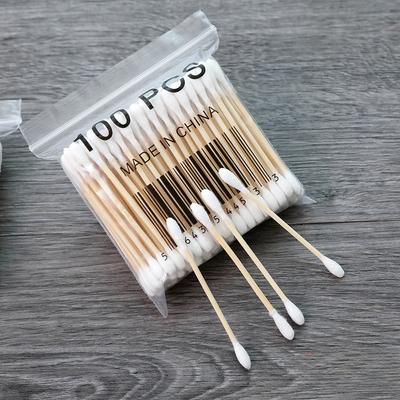 Высококачественные 100 деревянных палочек в мягкой упаковке, двухсторонние ватные палочки, косметические палочки и ватные палочки для макияжа