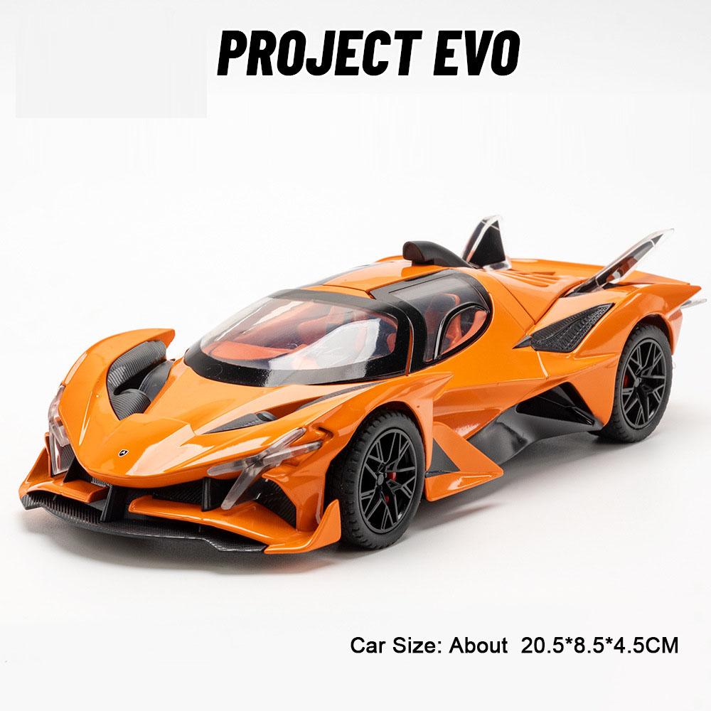 1:24 Apollo IE EVO Sports Car Toy Models Alloy Diecast Mini Supercars Sound Light Doors Opened Pull Back for Children Presents