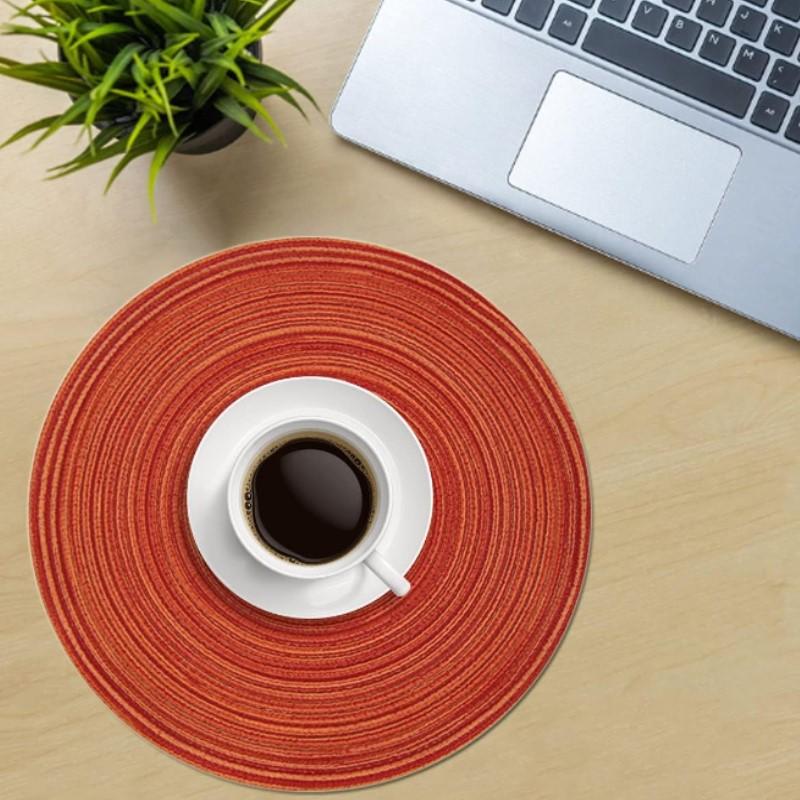 1/2/4 комплекта подставок и подстаканников, плетеные круглые подставки, натуральные плетеные салфетки для обеденного стола, вечеринки, декора кухни, оранжевый