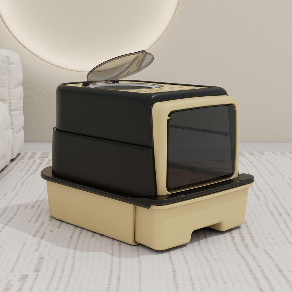 Закрытый лоток для кошачьего туалета с верхним входом - большой, антизапаховый, антиследовой горшок для котят