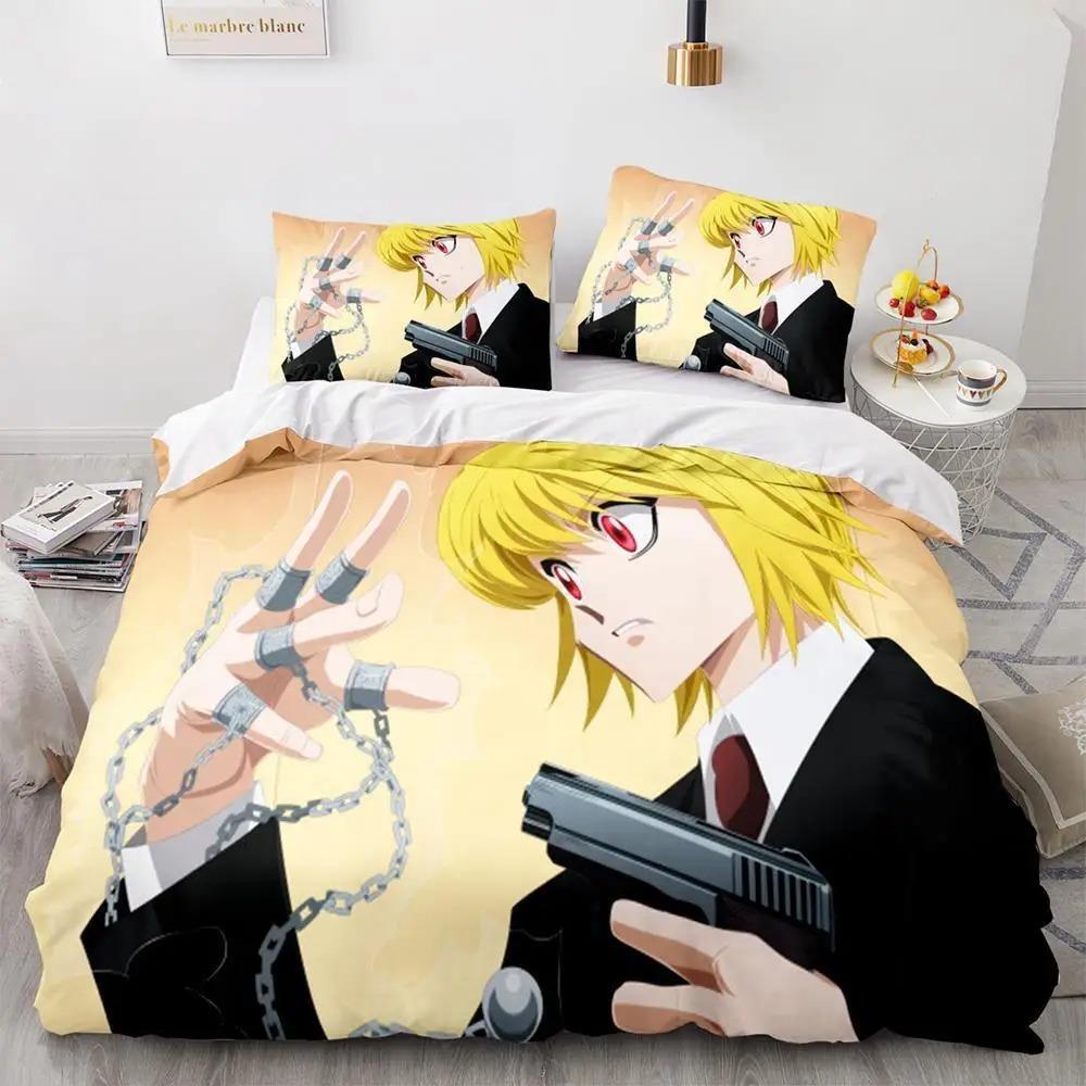 Модный 3D принт Аниме Hunter × Hunter Постельное белье Односпальный Полутораспальный Двуспальный Кинг-сайз Комплект постельного белья Взрослый Детский Спальня Комплект пододеяльника