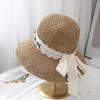 Sun Hat Lady Summer Hats For Women Bow Ribbon Bucket Hat Female Sunscreen Korean Style Foldable Seaside Beach Accessories Sunhat