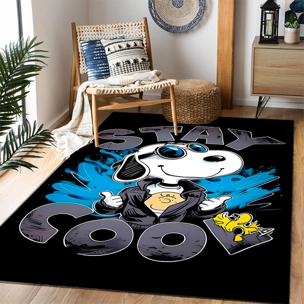 Snoopy And Woodstock Friendship Themed Anti-Slip Rugs - Polyester Home Decor, Suitable for Bedrooms, Living Rooms, Doorways, Studios, and Decorations