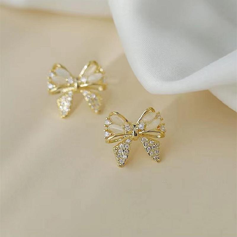 S925 silver needle opal stud earrings femininity geometric love premium earrings ins style Korean earrings collection