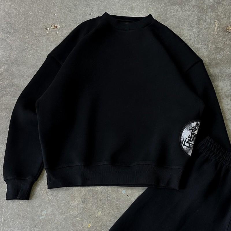 Unisex Oversized Hooded Sweatshirt Jogger Pants Set Geometric Print Streetwear Casual Long Sleeve Pullover