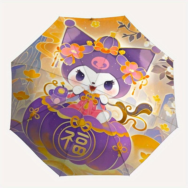 1pc Pretty Kuromi Pattern Umbrella, Fashionable, Personalized, High-Value Folding Umbrella, a Must-Have for Summer, 8-Rib Durable Iron Frame, Tri-Fold