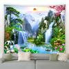 Natural Spectacular Mountains and Waterfalls Landscape Tapestry Sunset Flying Birds Wall Hanging Room Aesthetics Home Decoration