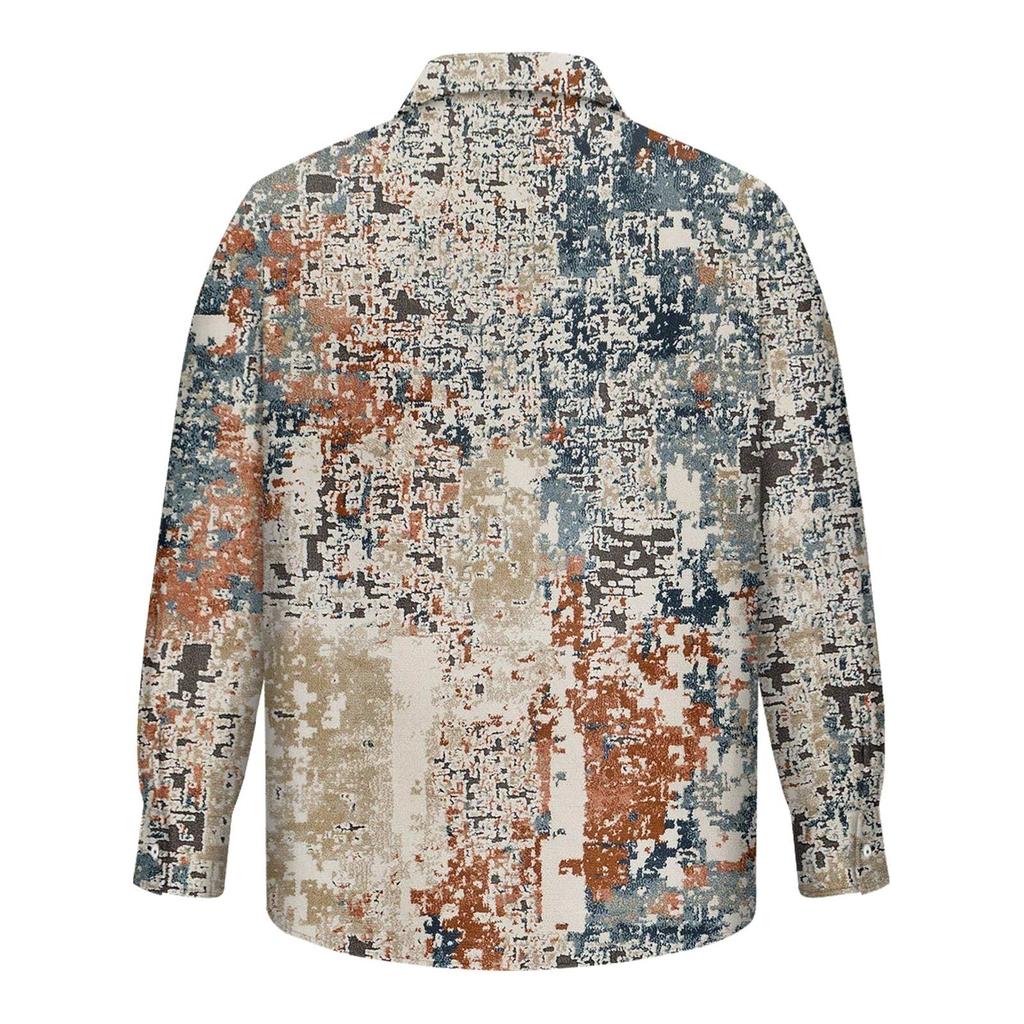 Мужская летняя новая свободная рубашка с длинным рукавом с принтом, кардиган, пляжная рубашка