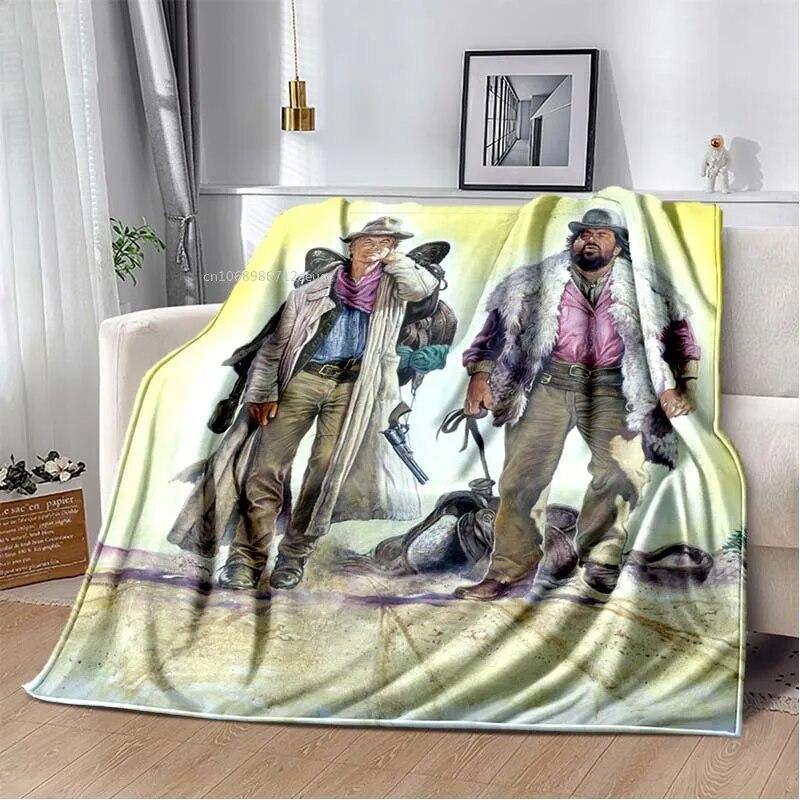 Одеяло с принтом Теренса Хилла и Бада Спенсера, комедийный персонаж, теплое тонкое фланелевое мягкое и удобное домашнее дорожное одеяло, подарок