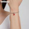 WOSTU Гипоаллергенные красные яблоки и зеленые листья, стерлинговое серебро 925 пробы, подвесные бусины, подходят к оригинальному браслету, подвеске, ювелирные украшения