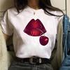 New Fashion Women Tshirt Watercolor Lips Printed Tops Tee Casual Short Sleeve Female Tee Shirts Harajuku Graphic T-Shirts Femme