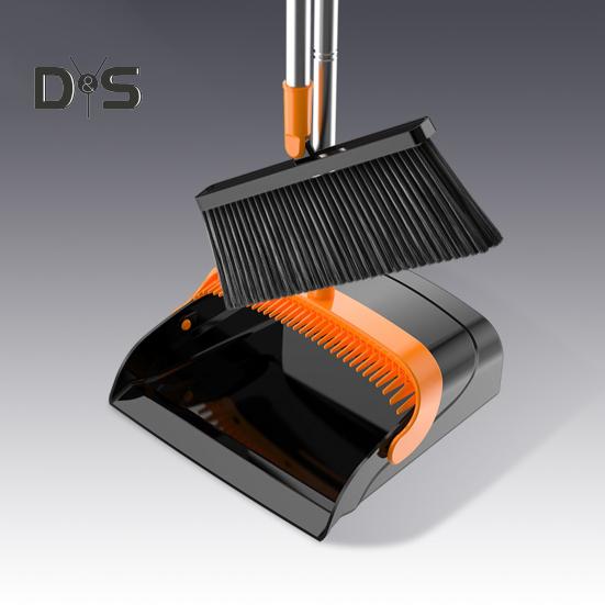 2 шт./комплект совков с длинной ручкой и встроенными зубьями-гребнями, вращающимися на 180 градусов, эргономичный дизайн, набор метел и совков