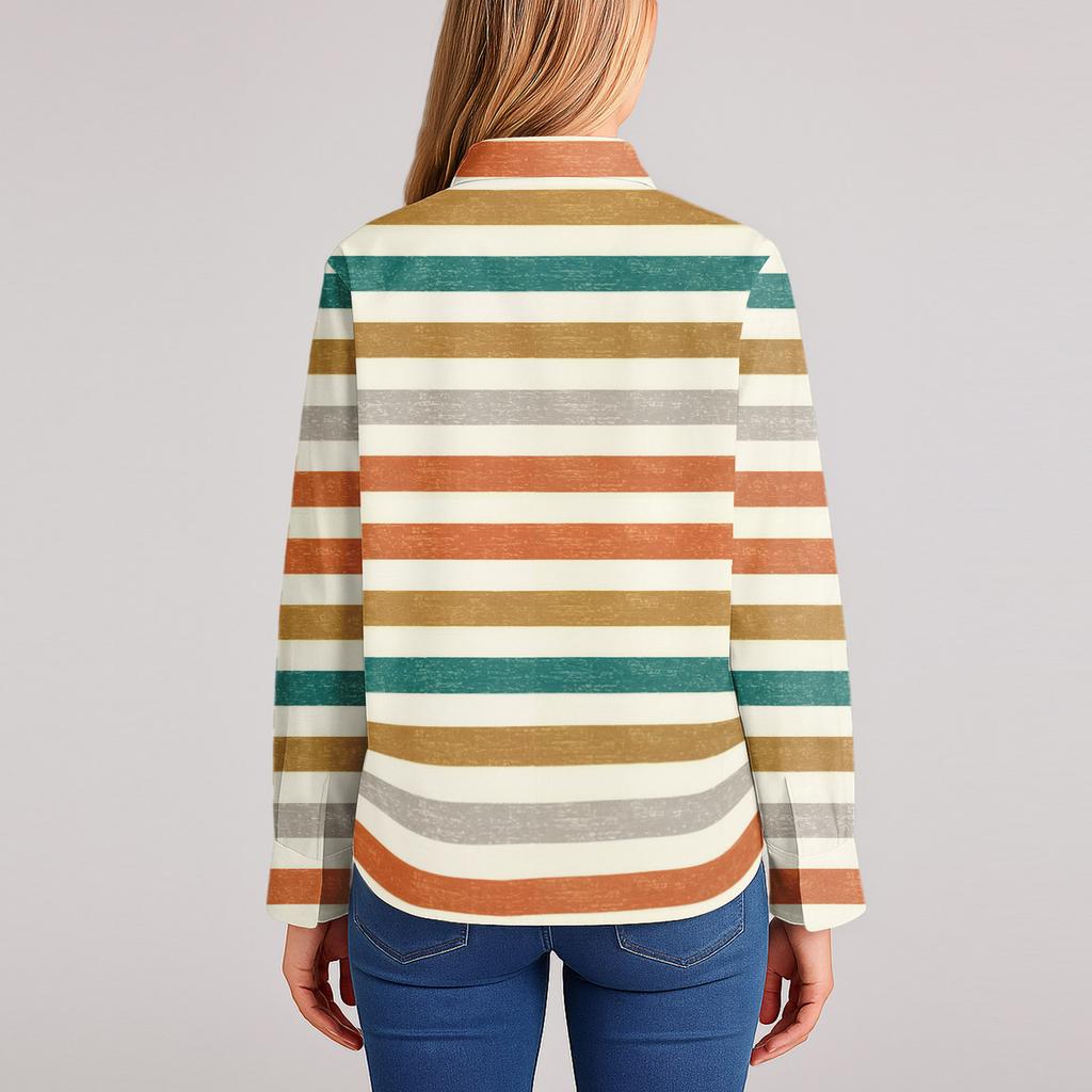 Женская рубашка-блузка с рождественским принтом и пуговицами, длинный рукав, повседневный базовый рубашечный воротник, обычный топ