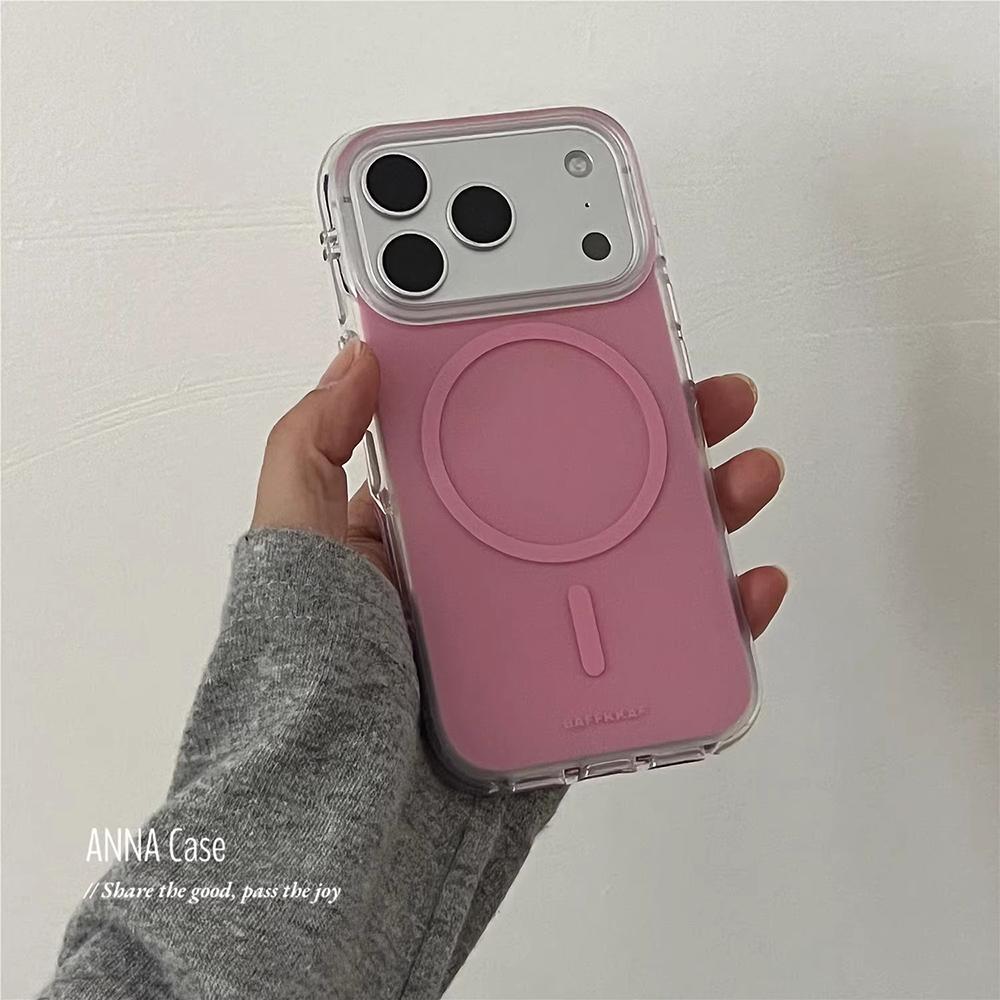 Милый однотонный розовый магнитный чехол для телефона для iPhone 13 14 15 16 17 Pro Max Для MagSafe Беспроводная зарядка Защитный чехол для девушек