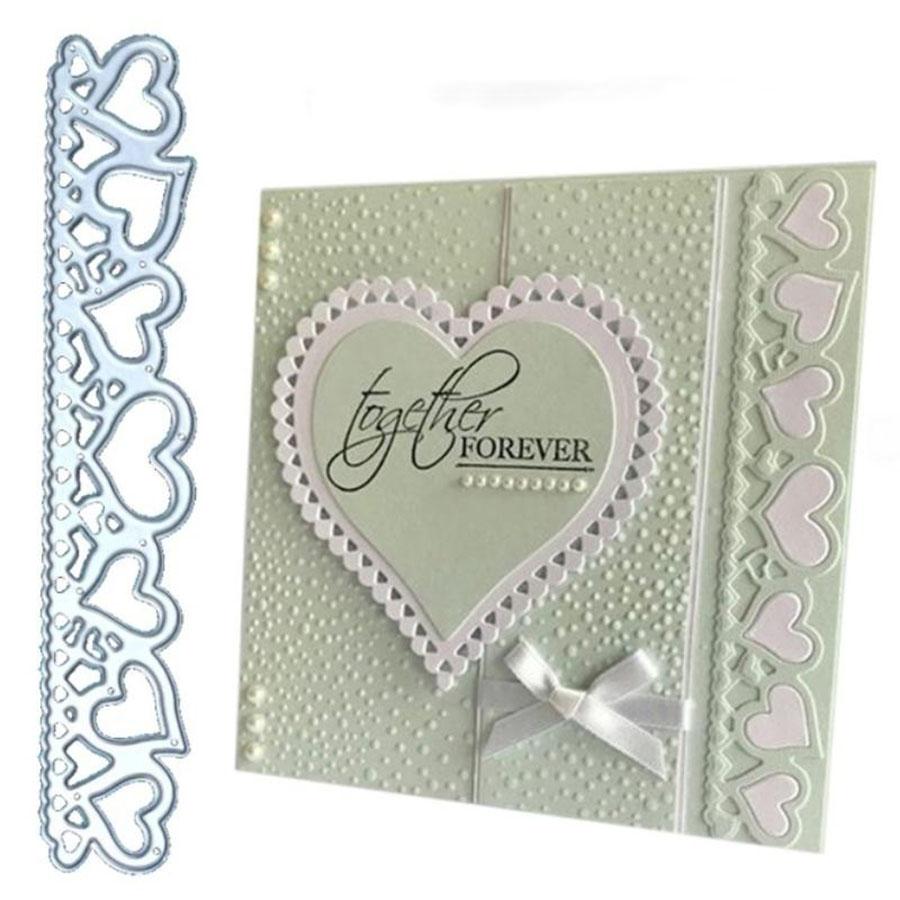 2 шт./набор Вырубные штампы Граница Сердце Клетка Полоска для изготовления открыток, Режущие штампы, Металлическая форма для вырубки, Штампы для скрапбукинга, DIY Травленый шаблон для тиснения