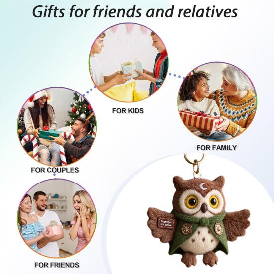 Emotional Support Bag Charm Positive Plush Animal Pendant Cat Dog Keychain Charm with Embroidered Message for Backpack Purse