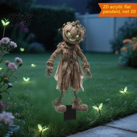 Weather Resistant Yard Decor Halloween Scarecrow Garden Stake, 2D Flat Creepy Zombie Ornament, Spooky Doll Waterproof Signs Decoration, Scary Art Sign