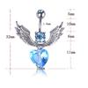 16G Double Gem  Heart Wing Navel Belly Button Ring Body Piercing Jewelry