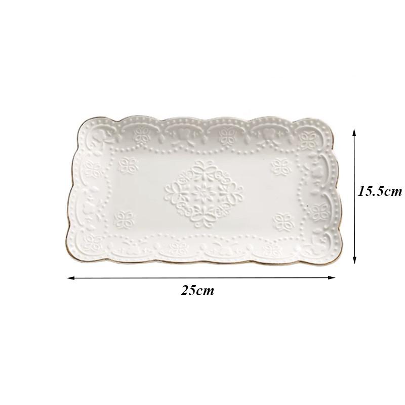 Hi Ceramic Embossed Dinner Steak Plate Breakfast Dish Afternoon Tea Fruit Dessert Tray Wedding Gift Tableware