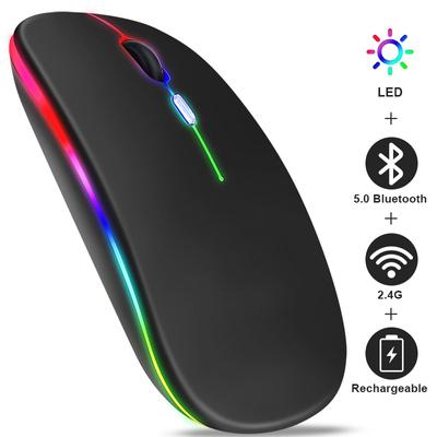 Перезаряжаемая беспроводная мышь Bluetooth с частотой 2,4 ГГц, USB RGB, 1600 точек на дюйм, мышь для компьютера, ноутбука, планшета, Macbook, игровая мышь, геймер